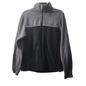 Columbia Fleece Jacket Full Zip Two Tone Outdoor Coat Gray‎ Black S